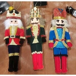 Christmas Shoppe Cloth Nutcracker Ornaments NWT Set Of 3